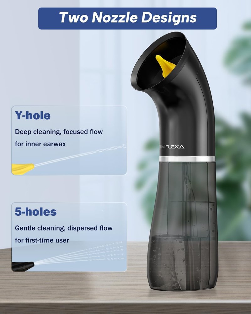 Ear Wax Removal Kit - 250ML Dual Water Tank, 4 Pressure Settings, Type-C Charging | Safe & Effective Cleaning