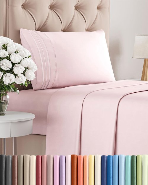 Comfy Twin Size 3-Piece Sheet Set by [Brand Name] | Breathable, Cooling Hotel Luxury Bedding - Deep Pockets, Soft, Wrinkle-Free - Lavender Pink
