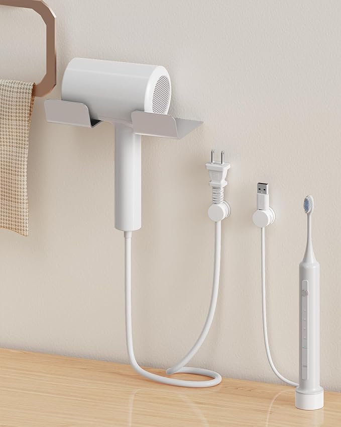 Inchor Cord Organizer, Rotatable Cable Organizer 8 Pack, No-Residue Adhesive Spring Cable Clips, Cord Holder for Nightstand, Kitchen, Office Accessories and Car (White)