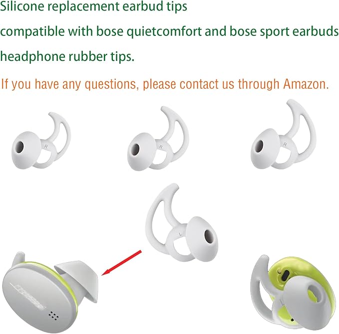 WKYMY Earbud Replacement Tips Silicone Earbud Tips Compatible with Bose Quietcomfort and Sport Headphone Rubber Tips Ear Bud Covers 3 Pairs S M L Gray