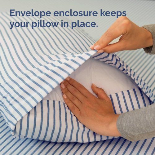 Body Pillowcases Set of 4-20x54 Long Body Pillow Case - Soft Body Pillow Cover for Sleeping & Side Sleepers - Comfy Breathable & Fade Free - Machine Washable w/Envelope Enclosure - (Blue Stripes)