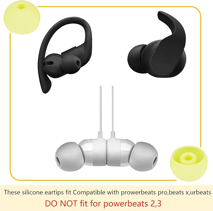 MQIMY Silicone Earbud Tips Replacement Ear Tips Compatible with Powerbeats Pro Beats Wireless Earphone Headphones Earbud Covers 4 Pairs