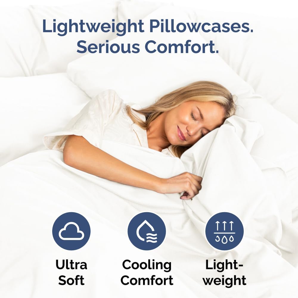 Skiennix Queen Pillow Cases Set of 4 - Ultra Soft Hotel Quality - Wrinkle Free & Fade Resistant - Antique White