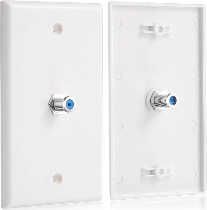 Weewooday 8 Pcs 1-Port TV Cable Wall Plate with F Connector Coax Wall Plate Video Jack Single Gang (Blue)