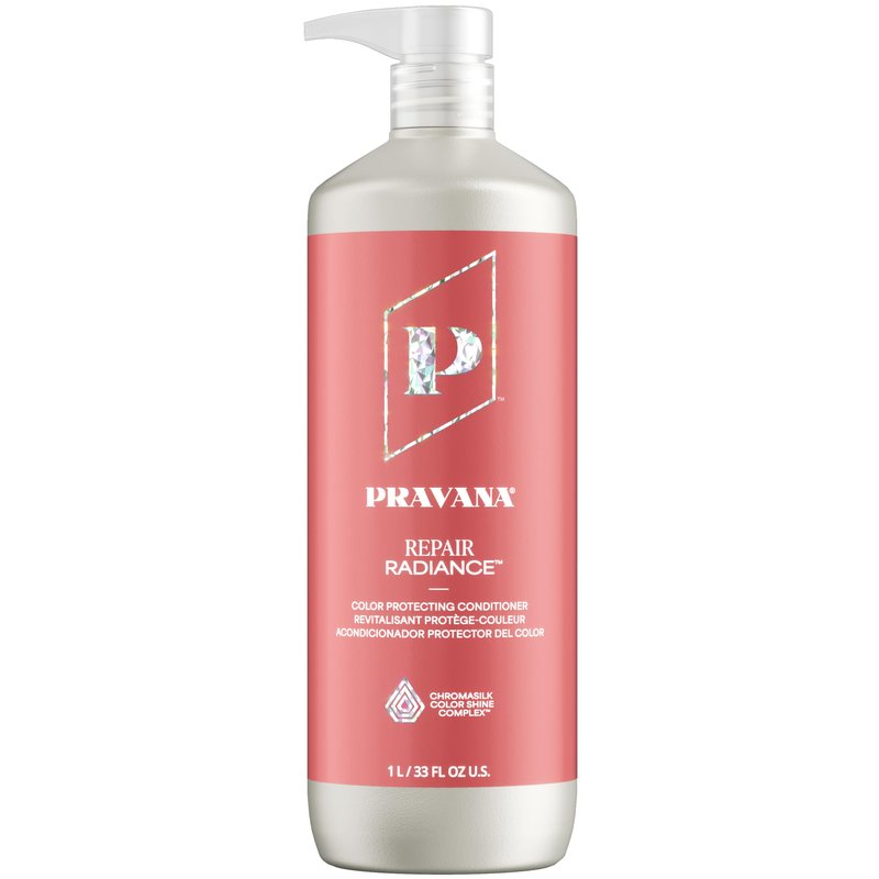 Pravana Repair Radiance Conditioner | Restores, Moisturizes, Nourishes | For Damaged, Color Treated Hair | Reduces Breakage & Split Ends | Chromasilk Enhances Shine & Protection | Vegan | 33 Fl Oz