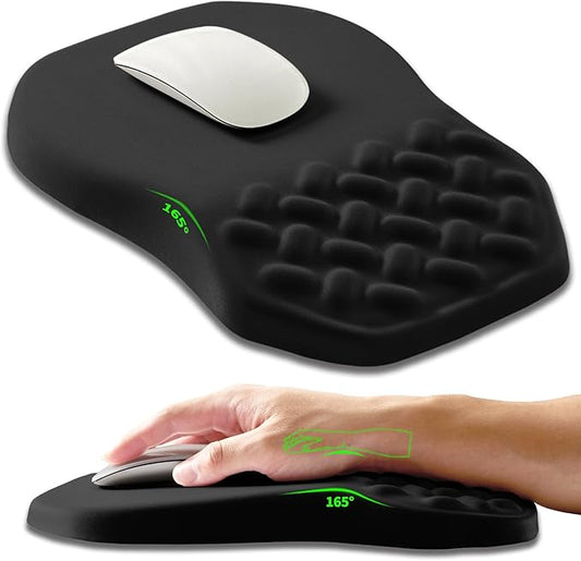 Armanza Ergonomic Slope Mouse Pad Wrist Support, Wrist Rest Mousepad for Carpal Tunnel Pain Relief with Massage Bulge and Slow Rebound Memory Foam (12x8 inch, Black)