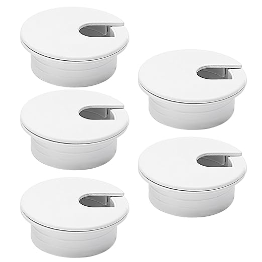 EASYEAH 5 Pcs Desk Grommet 1-3/8" / 35 mm, Desk Cord Hole Cover, Cable Grommet ABS Plastic, Desk Hole Grommet for Home & Office Pc, Detachable Cable Cord Organizer-White