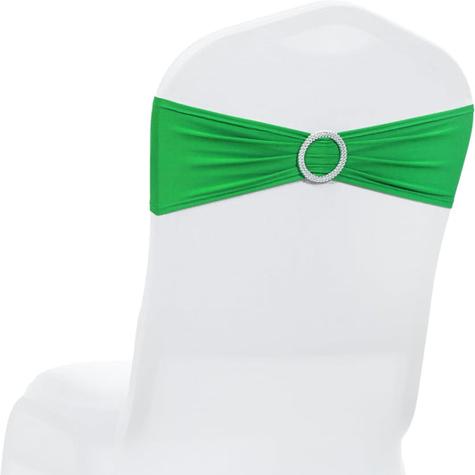 MDS Spandex Chair Sashes - Universal Fit Elastic Stretch Ties with Buckle | Pack of 25 - Light Green