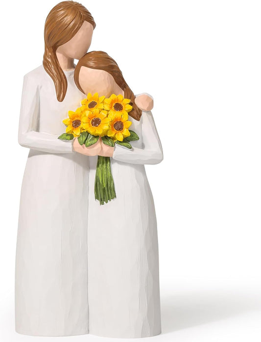Sunflower Mother Daughter Figurines - Hand-Painted Gifts for Mom | Perfect for Mother's Day, Birthdays & Holidays