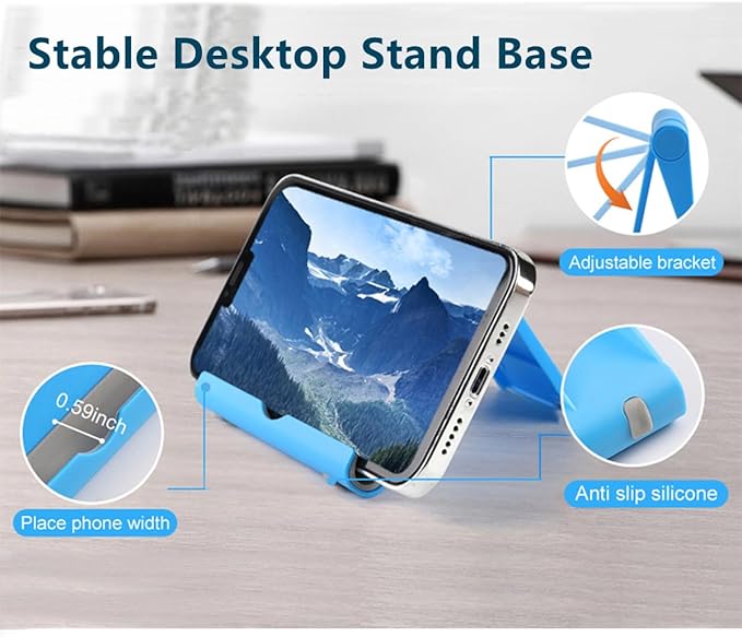 JUSDIQIR Cell Phone Stand for Desk 2 Pack Mobile Phone Holders Desktop Tablet Stand, Foldable Phone Dock Universal Adjustable Tablet Stand for Desk Compatible with Cell Phone Support (Pink 2 PCS)