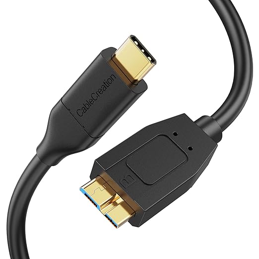 CableCreation USB C to Micro B Short Cable 2FT, 10G Micro B to USB C External Hard Drive Cable for iPhone 15/16/17,Samsung Galaxy S24,Seagate WD Westgate My Passport,MacBook Pro/Air, iPad/Tablet