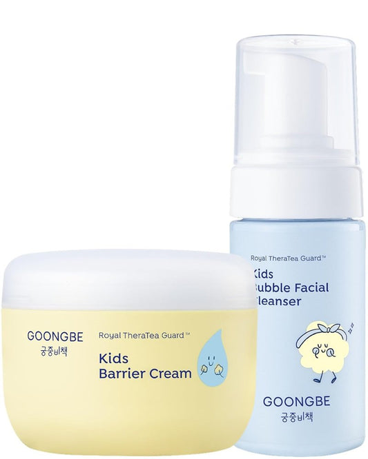 Kids' Bubble Facial Cleanser & Barrier Cream Bundle - Gentle, Nourishing Skincare for Children
