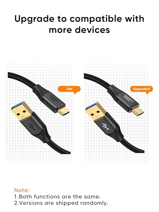CableCreation USB C to USB A Cable 1FT 2Pack, USB-C to USB 3.1 USB 3.2 Gen2 10Gbps USB-A to C Data Cable, Android Auto Cord 3A for Type C External SSD MacBook Pro iPad S21, iPhone 15/16 Pro Max