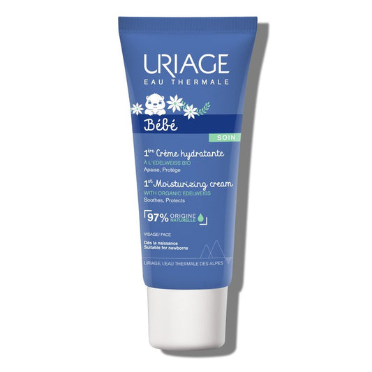 Uriage Baby Face Moisturizing Cream with Organic Edelweiss & Shea Butter, Hydrates & Prevents Dryness, Fast-absorbing & Non-sticky, 97% Igredients of Natural Origin
