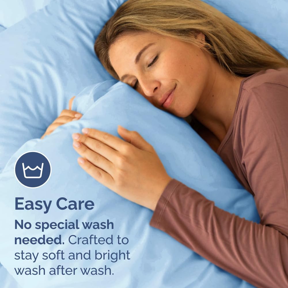 Skiennix Standard Pillow Cases Set of 2 | Soft Hotel Quality, Wrinkle-Free & Stain Resistant - Light Blue