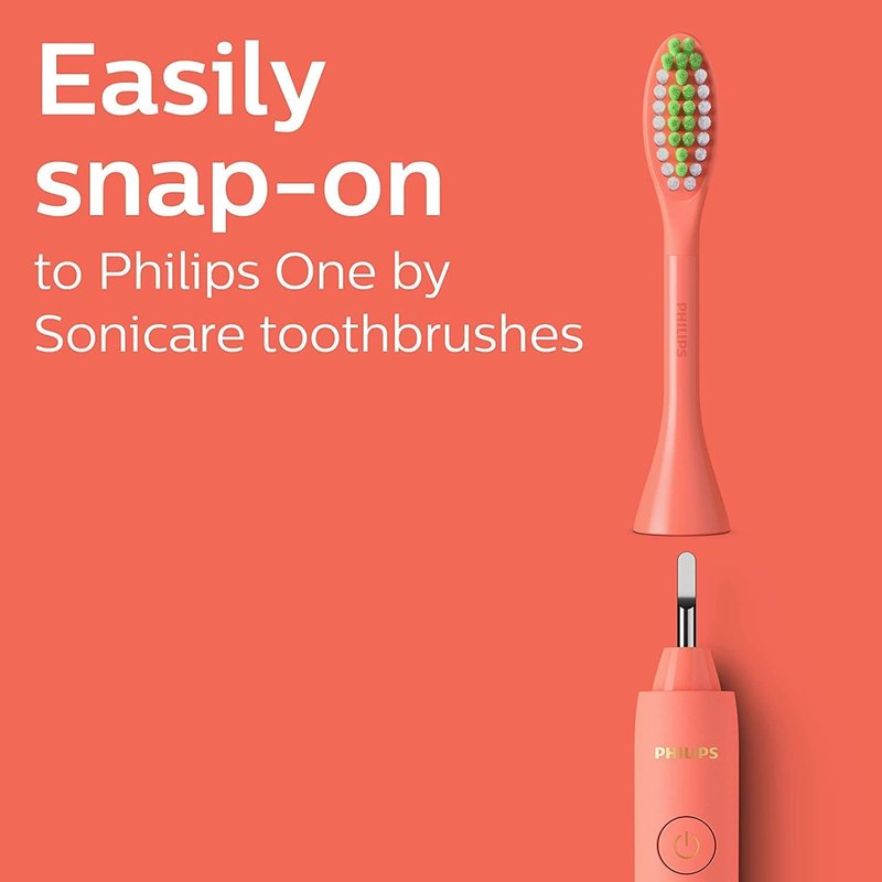Philips One by Sonicare | Miami Coral Electric Toothbrush with 2 Brush Heads - Compact Design
