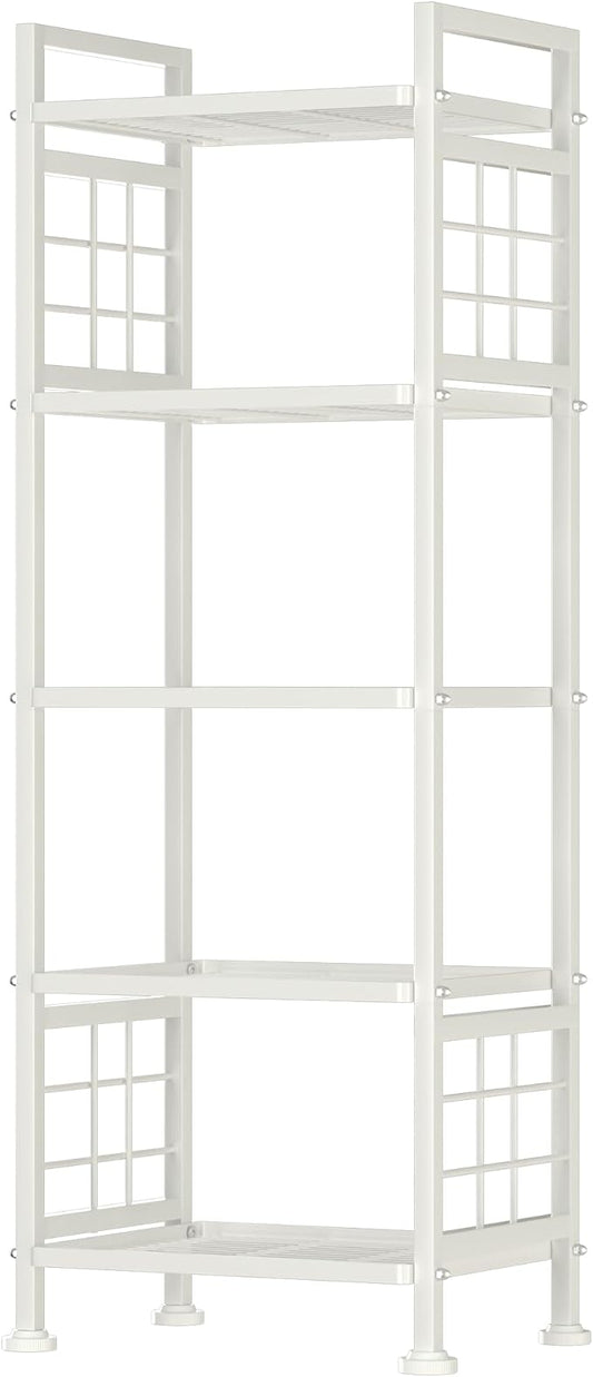 GIOTORENT 5-Wire Standing Storage Shelves, Metal Shelving Unit Pantry Rack for Laundry Kitchen Bathroom Organizer(White)