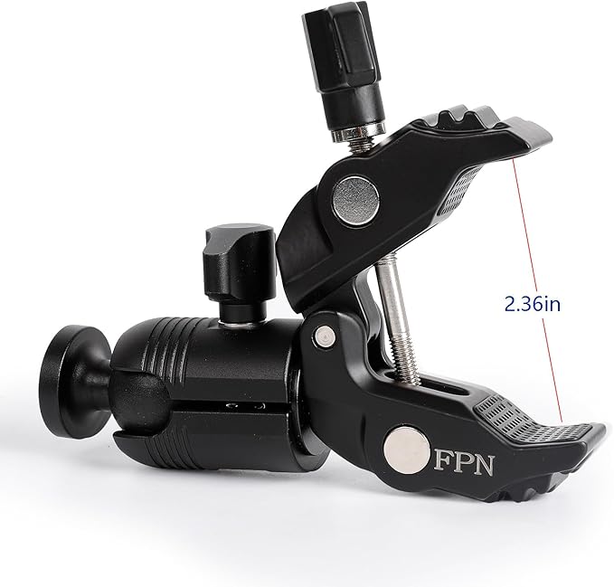 FPN Aluminum Alloy Super Clamp Camera Mount with 360° Ball Head for Bike/Motorcycle Handlebar Pole Tripod Rod 0.5-2.0" Diameter, Compatible with GoPro, Insta360 X5 X4, DJI Osmo Action 5 Pro, Pocket 3