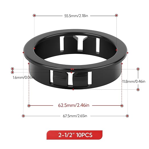 GAGIRA 10PCS 2-1/2" Black Cable Snap Bushing Grommet, Snap in Cord Bushing Protect Cables