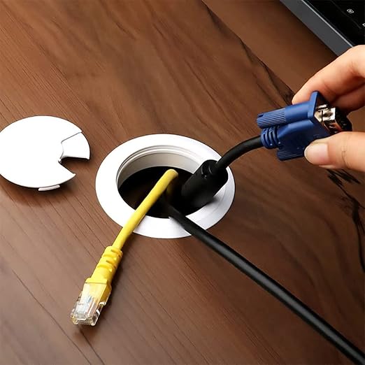 TuTuYa 8PCS Desk Grommet, Desk Grommet White 2 Inch（50 mm) Desk Cable Grommet Desk Cable Hole Cover with Hole Saw, Ideal Solution for Office and Home Table Cable (White, 2 Inch_50 mm)