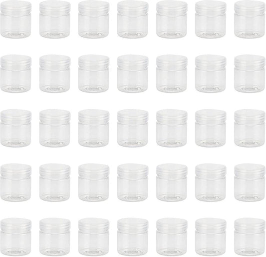 Clear Plastic Bead Containers - 70 PCS 2oz Round Storage Jars with Lids for Lotions, Beads & Spices