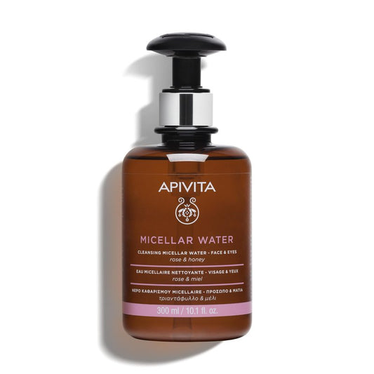 Apivita Micellar Water, Hydrating & Noursishing Cleansing Micellar Water for Face & Eyes with Rose & Honey