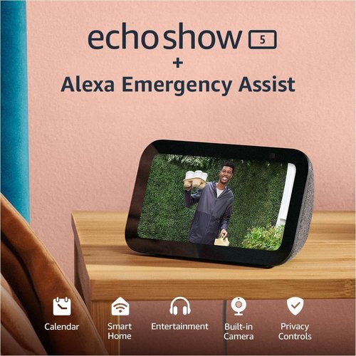 Amazon Echo Show 5 - Smart Display with Alexa - Enhanced Bass & Clarity - Glacier White