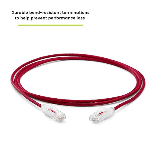 TRUECABLE Cat6 Component Rated Patch Cable, Unshielded (U/UTP), 7ft, Red, 28AWG Stranded Pure Copper, Snagless 10G High-Speed Ethernet Cable, PoE++ 4PPoE 100W, UL Listed, RoHS-3, 5 Pack
