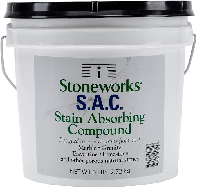 SAC Poultice Powder (6 Lb) Designed to eliminate stains such as coffee, tea, oil, grease, butter and other non-acid stains from marble, granite, limestone, travertine & other porous natural stones