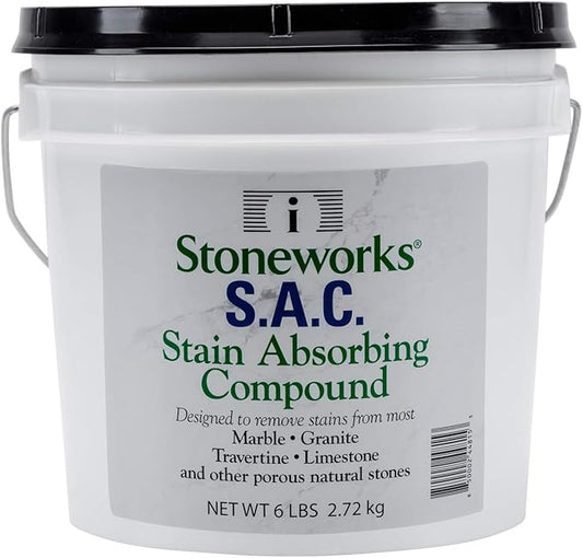 SAC Poultice Powder (6 Lb) Designed to eliminate stains such as coffee, tea, oil, grease, butter and other non-acid stains from marble, granite, limestone, travertine & other porous natural stones