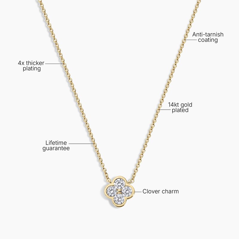 Electric Picks Camilla Clover Necklace for Women, 14k Gold Plated 4-Leaf Pendant Necklace, Designer-Inspired Lucky Charm Jewelry, Tarnish-Resistant Layering Necklace