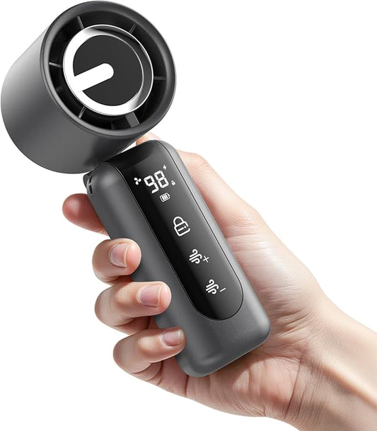 AGEYOU Portable Handheld Mini Fan,Speed(1-100) Adjustable Turbo Personal Fan,4000mAh Battery Rechargeable,AI Digital Display,Gifts for Women Men Camping Travel Summer Outdoor