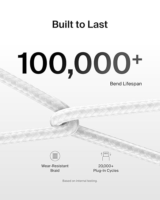 Belkin USB C to USB C Cable 2-Pack, 6.6ft, 60W - Type C Charger, iPhone Charger Cord, Soft, Braided, Flexible for iPhone 17, Galaxy S25, Pixel 10, Airpods, iPad Pro & More, Travel Essentials - White