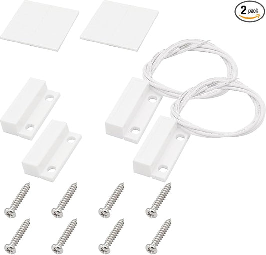 FOCMKEAS 2Pcs Magnetic Reed Switch Wired Surface Mount Normally Closed NC Contact Sensor Alarm Magnetic Door Switch with 2 Wires, ABS, MC-38