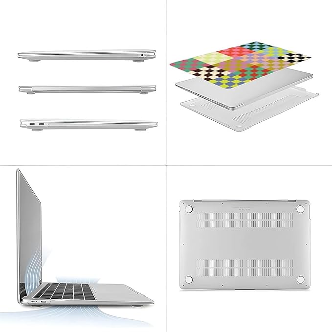 COTAIL Compatible with MacBook Air 13.3 13.6 Inch Case 2022 2021 2020 2019 Plastic Hard Shell Case Cover,13.3 Air (A1932/A2179/A2337), Colorful Checker