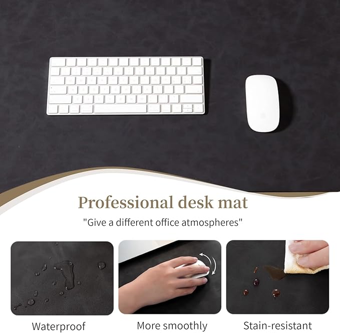 Leather 15.7"x 31.5" Desk pad for Computer and laptops, Ideal for Gaming and Office use, Large Mouse pad and Keyboard mat,Desk mat Special for man. A complimentary Wrist pad and Phone Stand.(Black)