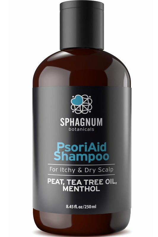 Sphagnum Botanicals Psoriasis Shampoo with Estonian Peat & Tea Tree Oil - Natural Relief for Itchy, Flaky Scalp, Eczema & Dermatitis - Sulfate Free, No Parabens - 8.45 Oz