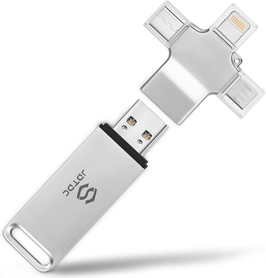 Photo-Stick-for-All-Devices Secure Auto Photo & Video Backup-USB-Stick for iPhone iPad Android Mac & PC – Multiport-Flash-Drive & Picture-Backup-Memory-Stick-Thumb-Drive (131072, MB)