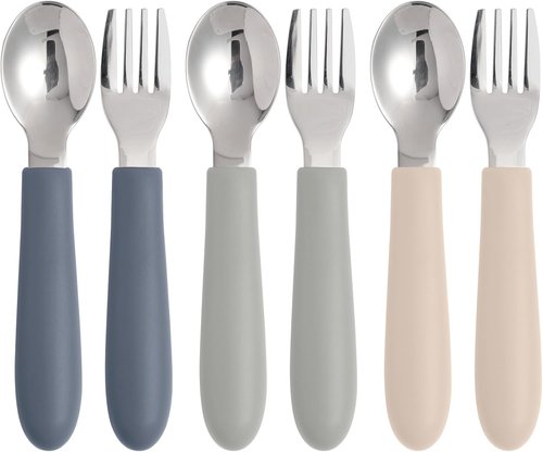 Eascrozn Toddler Utensils Set - 6 Pack Kids Silverware with Silicone Handles | Safe Forks & Spoons, Dishwasher Safe