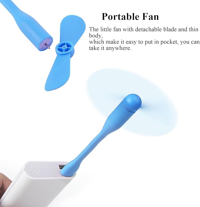 Soseelnee Mini USB Fan, Portable Pocket Fan USB-A Powered Little Cooler, Quiet Operation, for Home Office Car Outdoor Travel- 4 Pack (Blue+ White+ Green+ Pink)