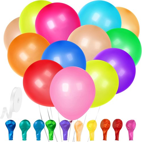 GYIPFIPA 12-Inch Rainbow Latex Balloons - 60 Pack Assorted Colors for Birthday & Wedding Decor
