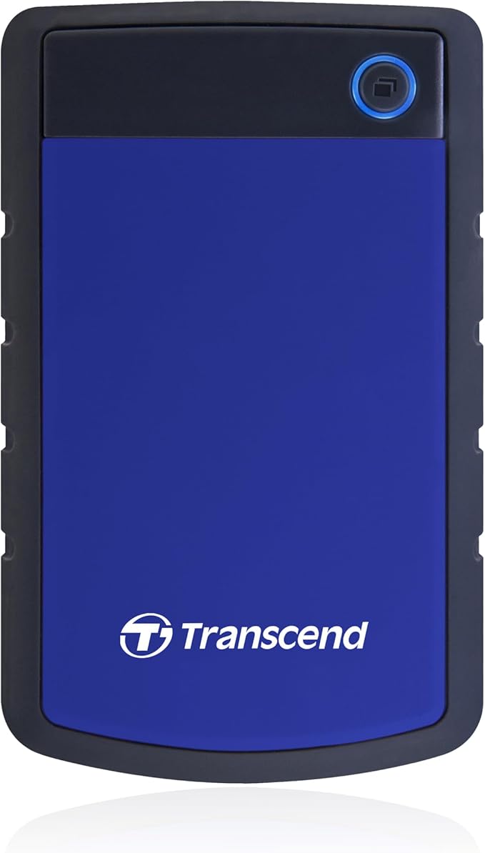 Transcend StoreJet 2TB External Hard Drive, for PS4/PC/Mac/Desktop/Laptop/Xbox, USB3.1(5Gbps)Type-A Portable HDD, One Touch Auto-Backup/Shock Resistant/Three-stage shock protection system(TS2TSJ25H3B)
