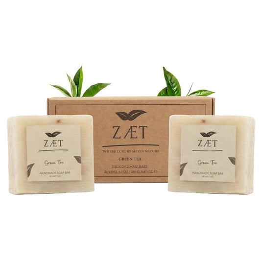 Green Tea Soap Bar - Natural Handmade Moisturizing & Exfoliating Soap | 2 Pack, 140g Each