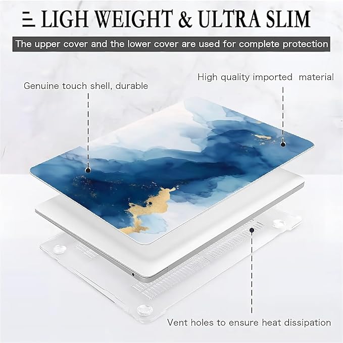 COTAIL Compatible with MacBook Air 13.3 13.6 Inch Case 2022 2021 2020 2019 Plastic Hard Shell Case Cover,13.6 Air (A2681) M2 2022, Blue Marble