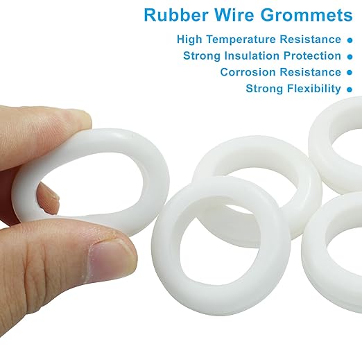 Kyuionty 12 Pcs Rubber Grommets, 7/8" Inside Diameter 1" Drill Hole Rubber Wire Grommets for Wire, Firewall, Cables, Plugs (White)