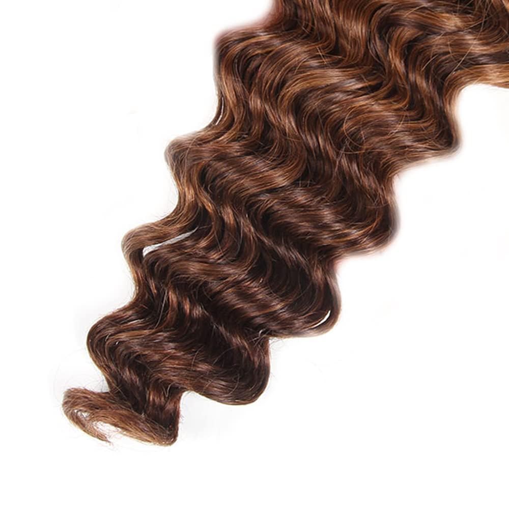 Brown Human Hair Ombre Bundles P430 Deep Wave Bundles Dark Brown Human Hair Bundle 12 14 16 Inch Brazilian Virgin Remy Hair Ombre Deep Wave Bundles Highlight Bundle
