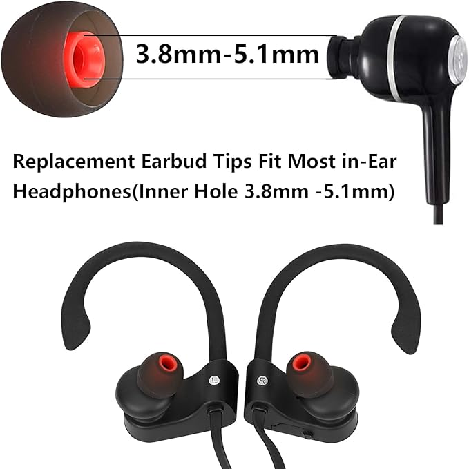 MMYQXI 54 PCS Silicone Replacement Earbud Tips Earbud Cap Eartips Fit for in-Ear Earbuds(Inner Hole 3.8mm -5.1mm) Headphones Earbud Rubber Tips S M L