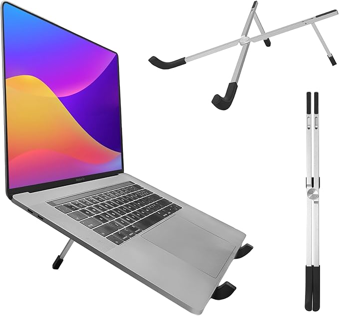 VECOFO Protable Laptop Stand for Desk,Foldable Laptop Riser Holder,Ventilated Cooling Notebook Mount Computer Stand for 10-15.6” Laptops,Tablets，Aluminum