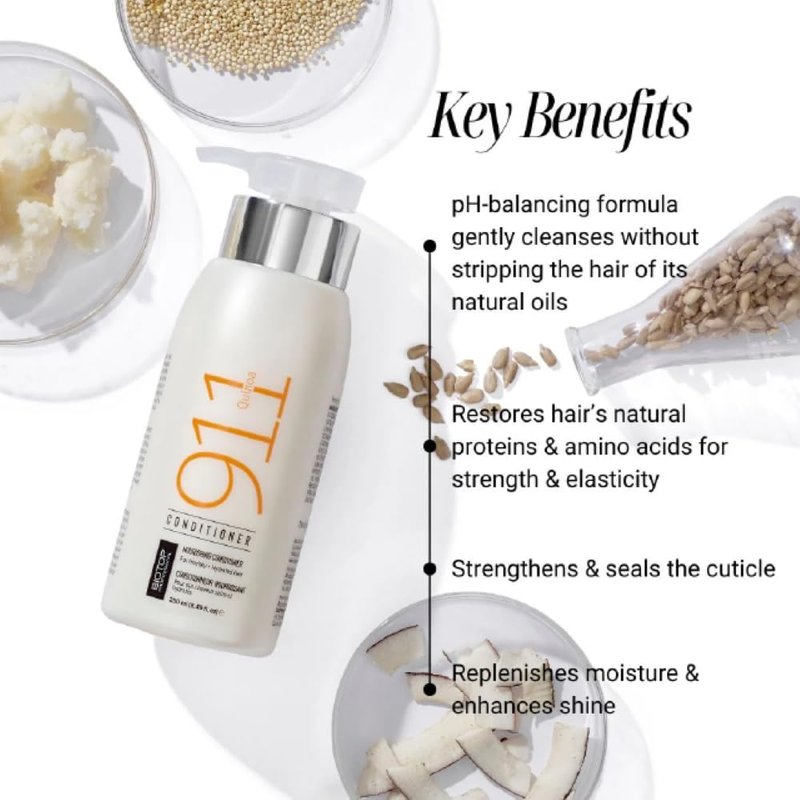 Biotop Professional 911 Quinoa Hair Conditioner - Hydrating Conditioner for Hair Health + Frizz Control - Repairing, pH Balancing & Nourishing Treatment for Dry Ends - (8.45 oz/250ml)