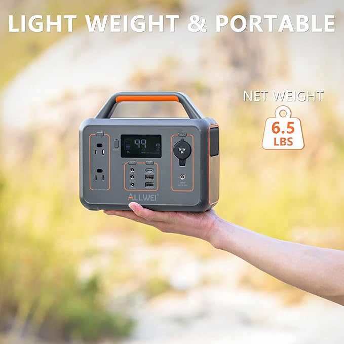 ALLWEI 300W Solar Generator with 100W Solar Panel Included, 256Wh Portable Power Station with AC Outlet USB Port, Solar Powered Battery Generator for Outdoor Camping, Home Backup, Power Outage